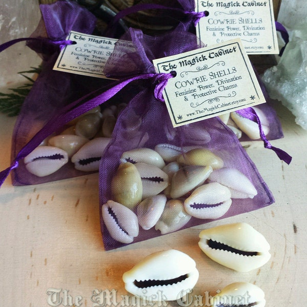13 Whole Gold Cowrie Shells, Witchcraft Supply, Wicca Supplies, Divination Tools, Shells for the Water Element in magick practices