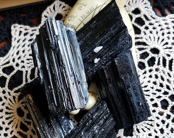 Black Tourmaline Natural Chunks -  a Grounding and Psychic Protection Stone, Metaphysical Healing Stones, Crystal Magick