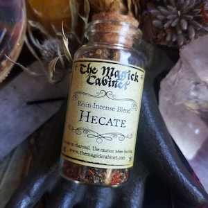 Hecate Incense in a Bottle, to Invoke the Goddess of Witchcraft, Ritual incense to Honor the Triple Goddess Energy of Hekate, Glass Bottle