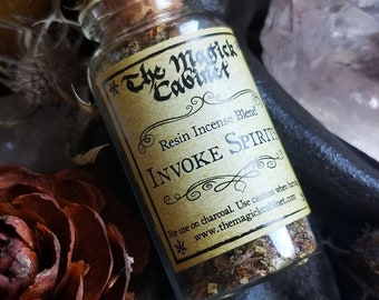 INVOKE Incense in a bottle, Seance, Witch Crafted Spirit Guide Natural Resin Incense for Divination Rituals and Magick, Glass Bottle