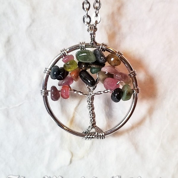 Fluorite Tree of Life Gemstone Necklace for boosting your Psychic Energy, Excellent for Clarity of Mind and Psychic Growth, Magick Jewelry