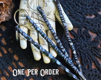 Hand Forged Iron Candle Scribe Keychain: Witchcraft Tool
