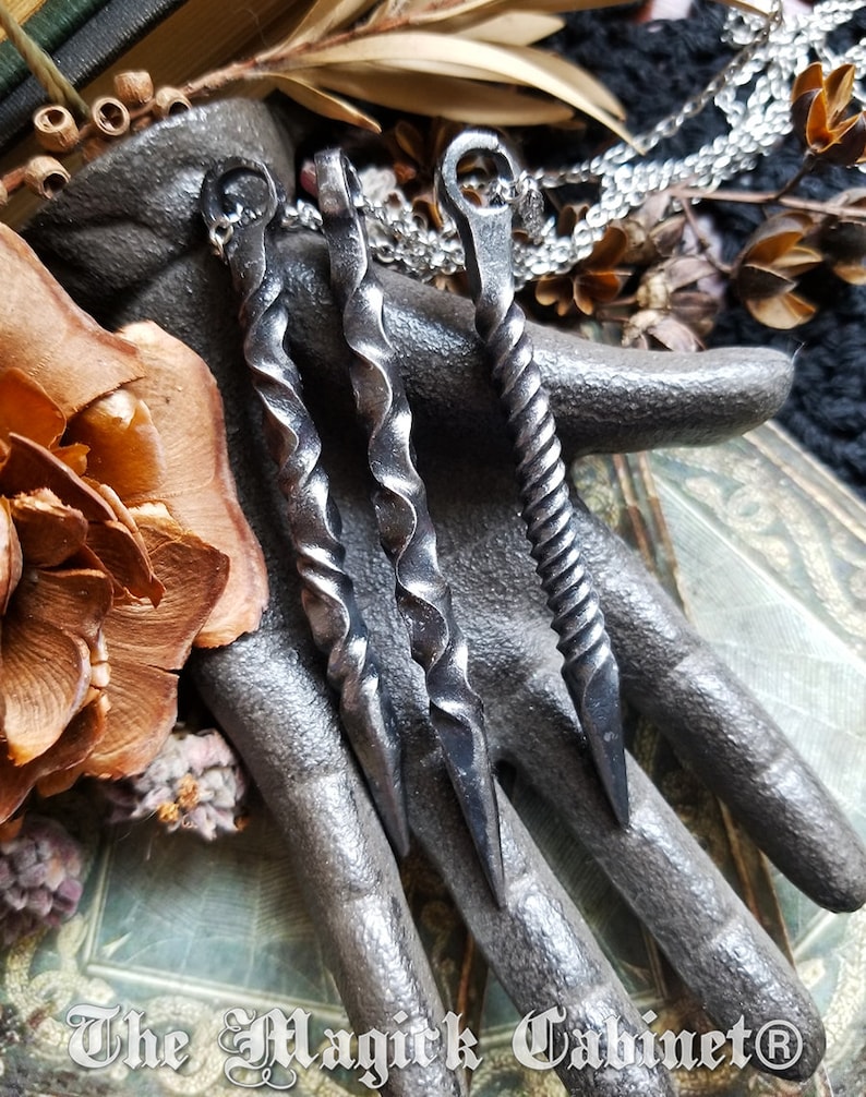 Iron Candle Scribe Necklace, Hand Forged Iron Protective Talisman, Pendulum, Old World Witch Magick, Clever Gifts for Him and Her image 5