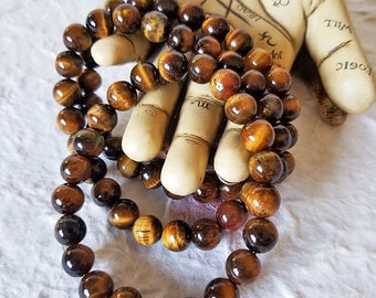 Tiger Eye Stretchy Bracelet Aids Harmony and Balance, Metaphysical Healing Crystal Jewelry for Spiritual Growth, Magick Jewelry Gifts