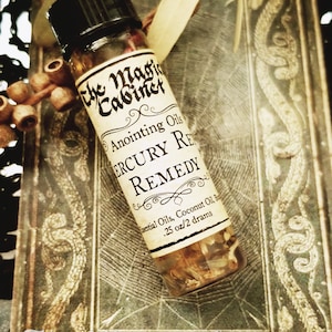 Mercury Retrograde Remedy Oil: Anointing & Ritual Blend with Crystals and Herbs