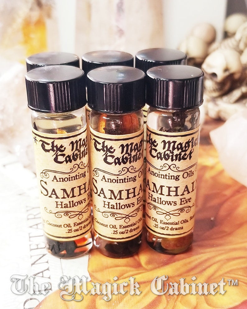 Samhain Ritual Oil, Anointing and Ritual oil for the Season of the Witch, Halloween, Dark Magick, to aid with Magical Intention and Energy image 1