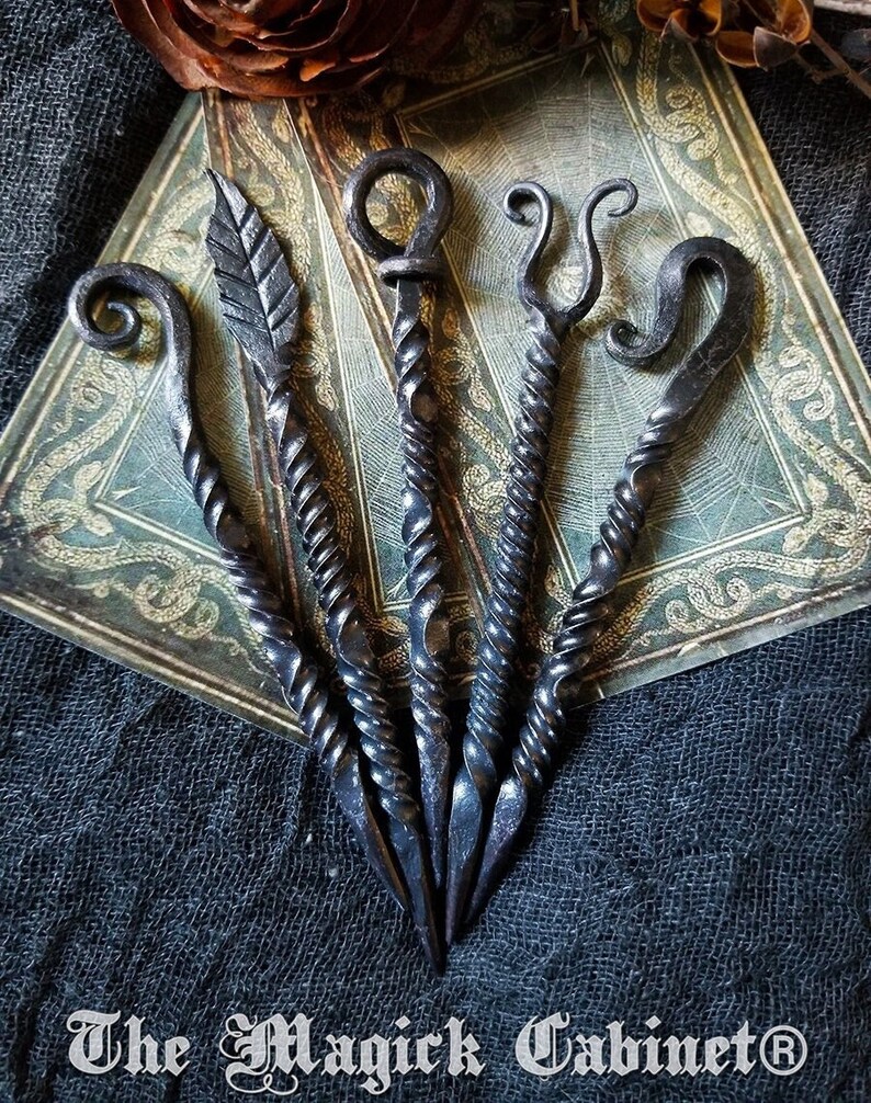 Twisted Hand Forged Fancy Iron Candle Scribe, Witches hand forged iron scribe expertly crafted and unique, Witch Gifts image 1