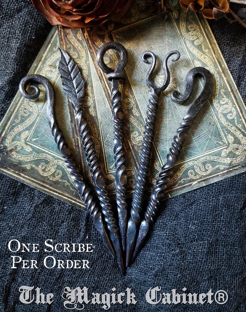 Twisted Hand Forged Fancy Iron Candle Scribe, Witches hand forged iron scribe expertly crafted and unique, Witch Gifts, One per Order image 1