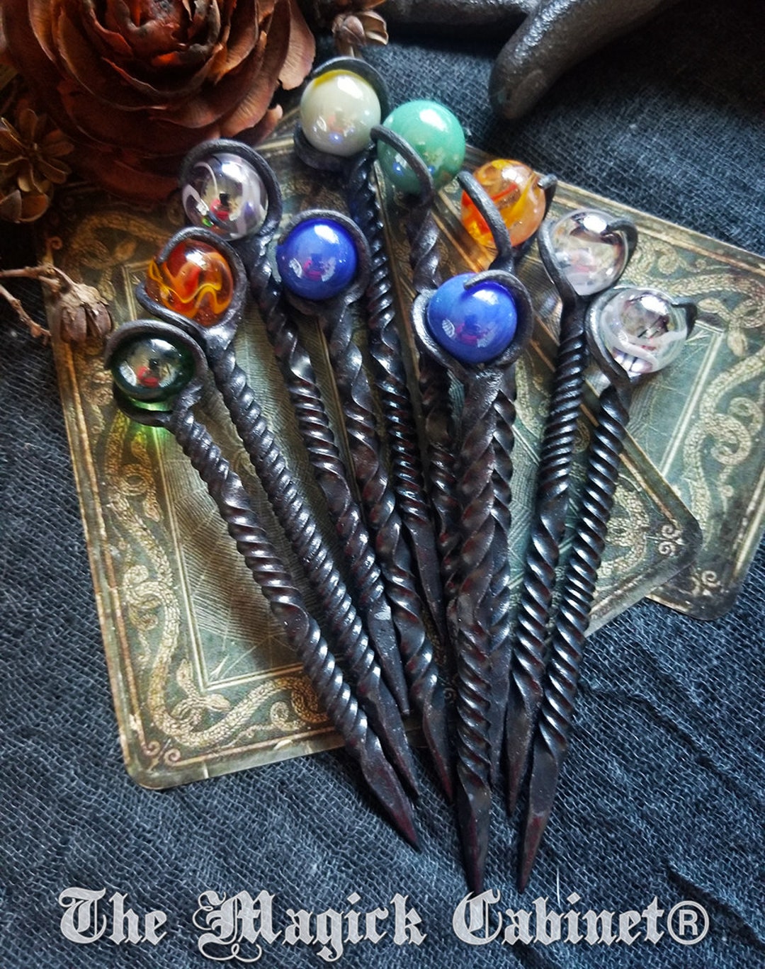 Twisted Hand Forged Fancy Iron Candle Scribe, Crystal Ball Scribe