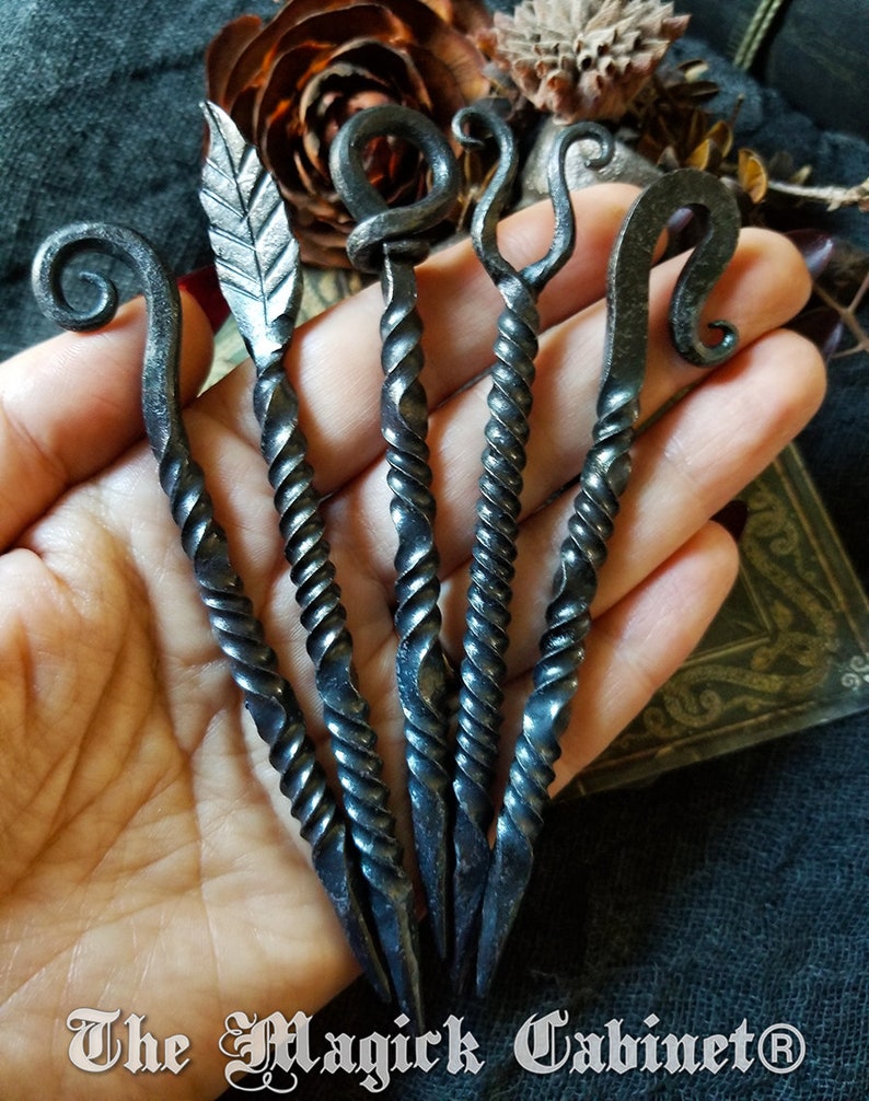 Twisted Hand Forged Fancy Iron Candle Scribe, Witches hand forged iron scribe expertly crafted and unique, Witch Gifts image 5