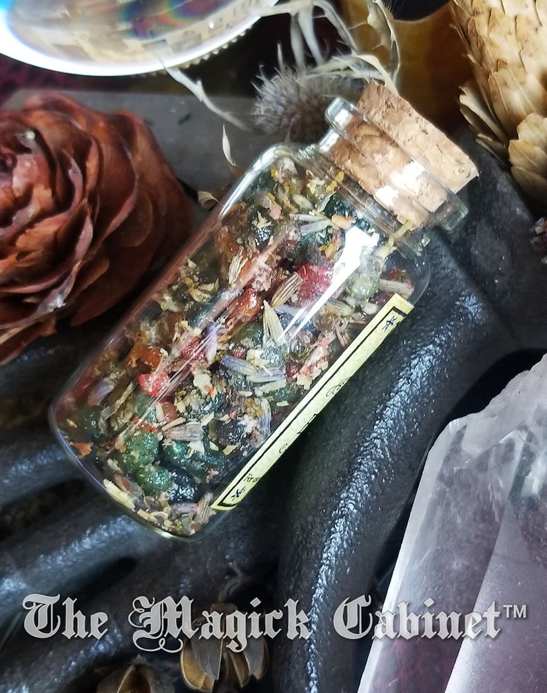 Bewitched Incense for your Magick and Witchcraft Rituals, Hand blended natural resin incense in a Glass Bottle with a Cork. Witch Approved. image 2