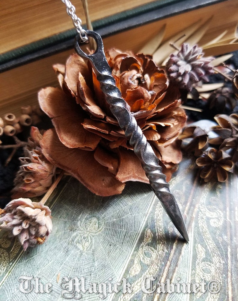Iron Candle Scribe Necklace, Hand Forged Iron Protective Talisman, Pendulum, Old World Witch Magick, Clever Gifts for Him and Her image 4