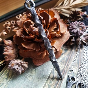 Iron Candle Scribe Necklace, Hand Forged Iron Protective Talisman, Pendulum, Old World Witch Magick, Clever Gifts for Him and Her image 6