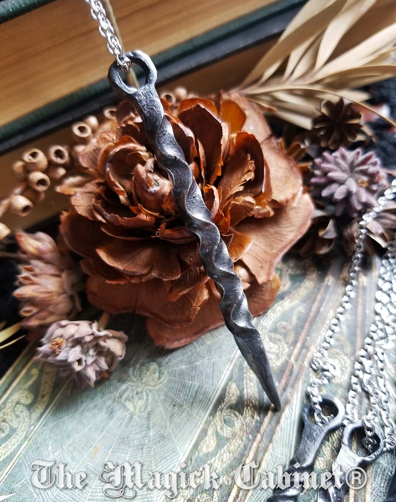 Iron Candle Scribe Necklace, Hand Forged Iron Protective Talisman, Pendulum, Old World Witch Magick, Clever Gifts for Him and Her image 6