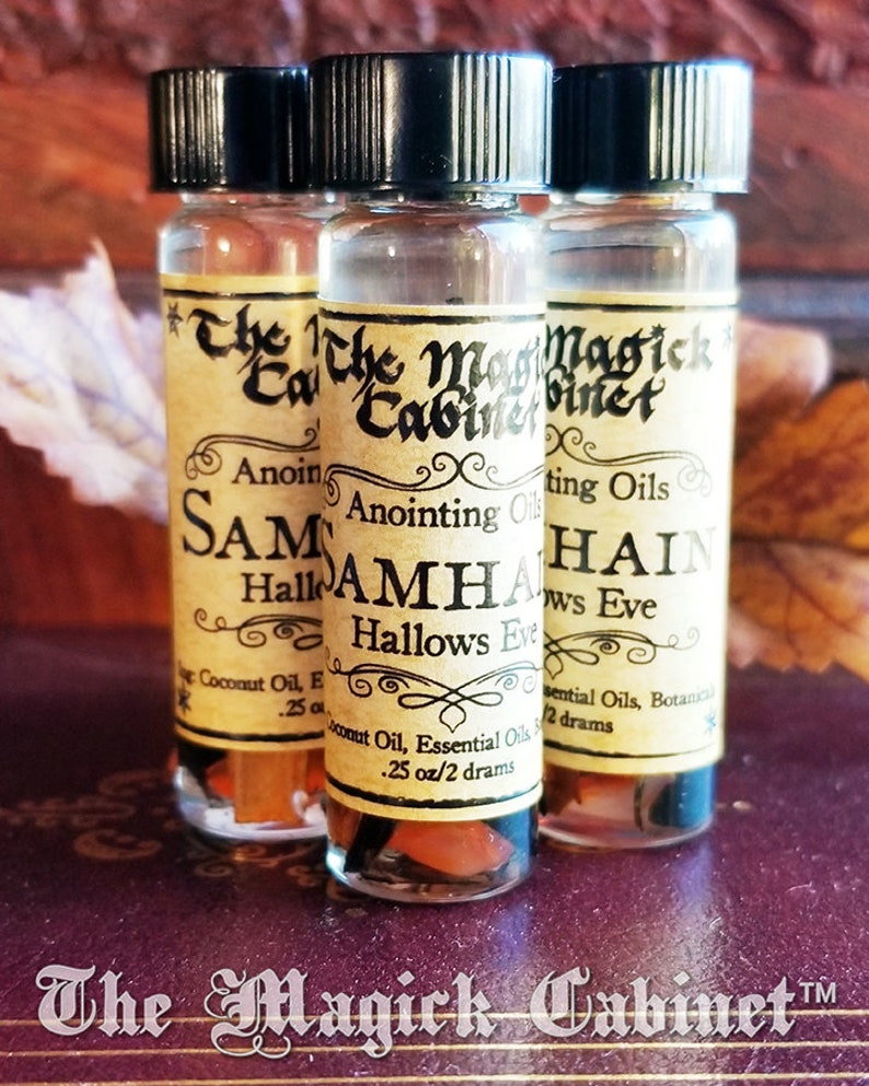 Samhain Ritual Oil, Anointing and Ritual oil for the Season of the Witch, Halloween, Dark Magick, to aid with Magical Intention and Energy image 4