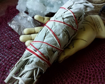 White Sage Smudge Wand - 5in Hand Tied California Farmer Grown Sage Incense for Clearing Energy, Smudging Ritual Supplies, Natural Incense