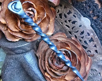Crescent Moon Hexing Nail: Hand Forged Iron Witchcraft Tool