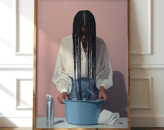 La Foca — Retrato contemporáneo / Arte mural figurativo moderno / Cabello negro / Impresión artística