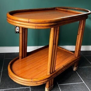Mid 20th Century Rattan Tiki Bar Cart
