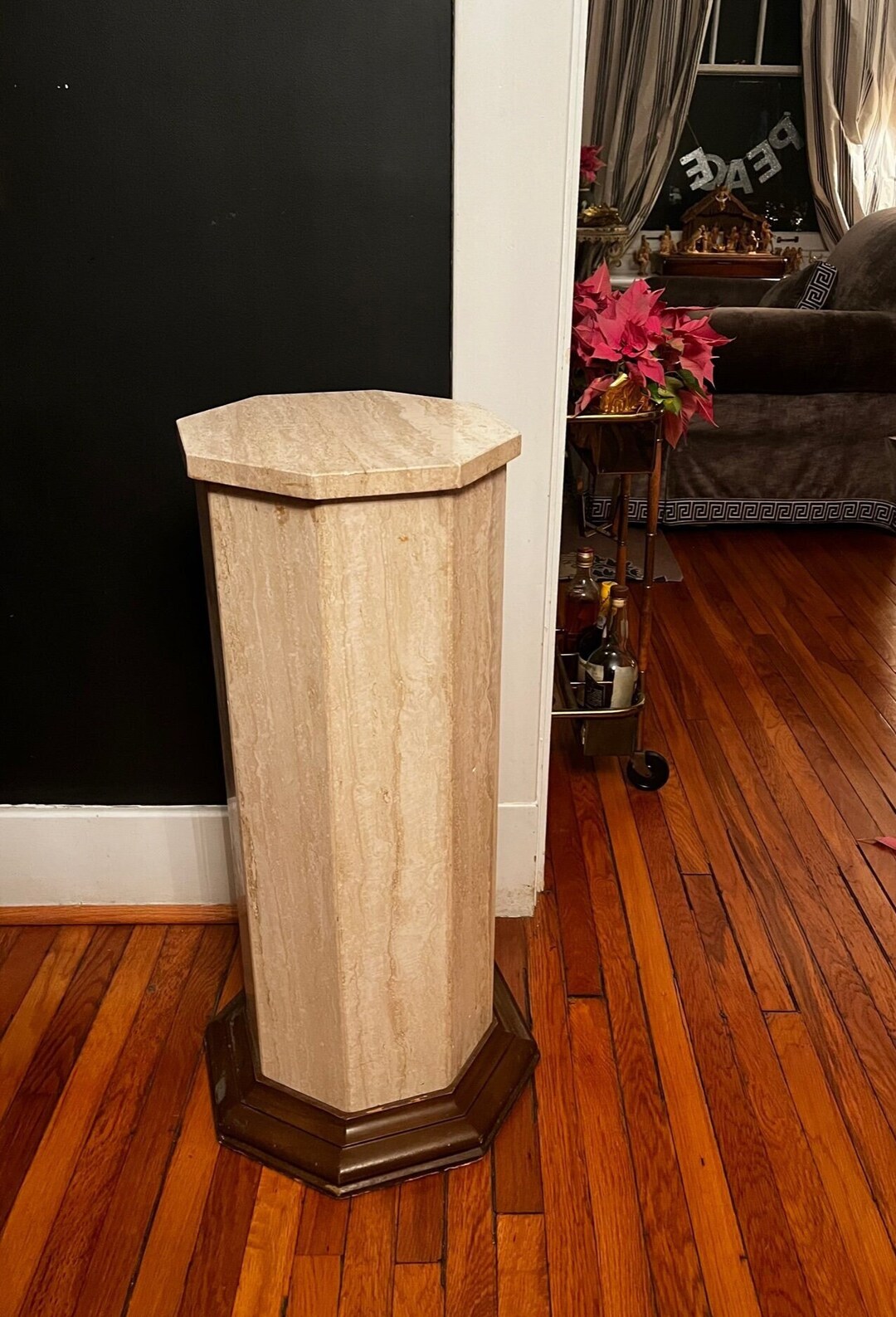 Mid Century Travertine Octagonal Pedestal Column - Etsy