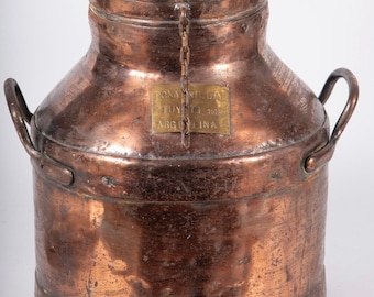 1918 Large Copper Pot From Argentina With Label for Dona Velda, Tuyuti
