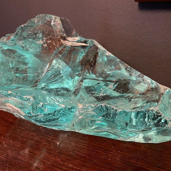 Early 20th Century Large Aqua Chunk Glass Long Cullet