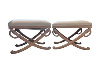 1960s Empire Style X Sword Stools - A Pair