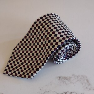 Vintage Robert Talbott Best of Class. Patriotic Red, Cream and Blue Diamond Print Tie. All Silk.