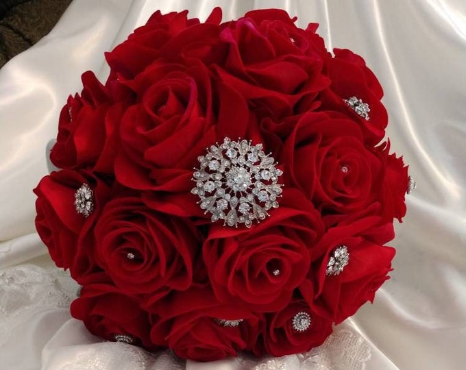 Red & Black Bridal Bouquet