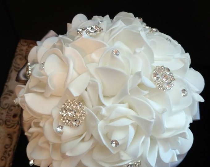 White Rose Bouquets for Bridesmaids, Confirmation, Quinceanera, Prom