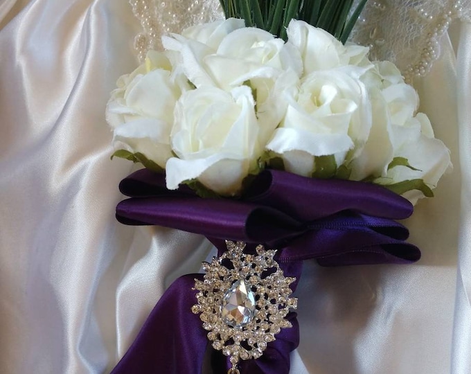 Lovely Lavender and White Rose Bridal or Bridesmaids Bouquet