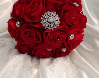 Red & Black Bridal Bouquet