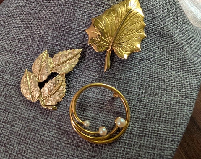 Vintage Brooches, Lapel Pins: Gold Colored, Each Brooch Sold Separately