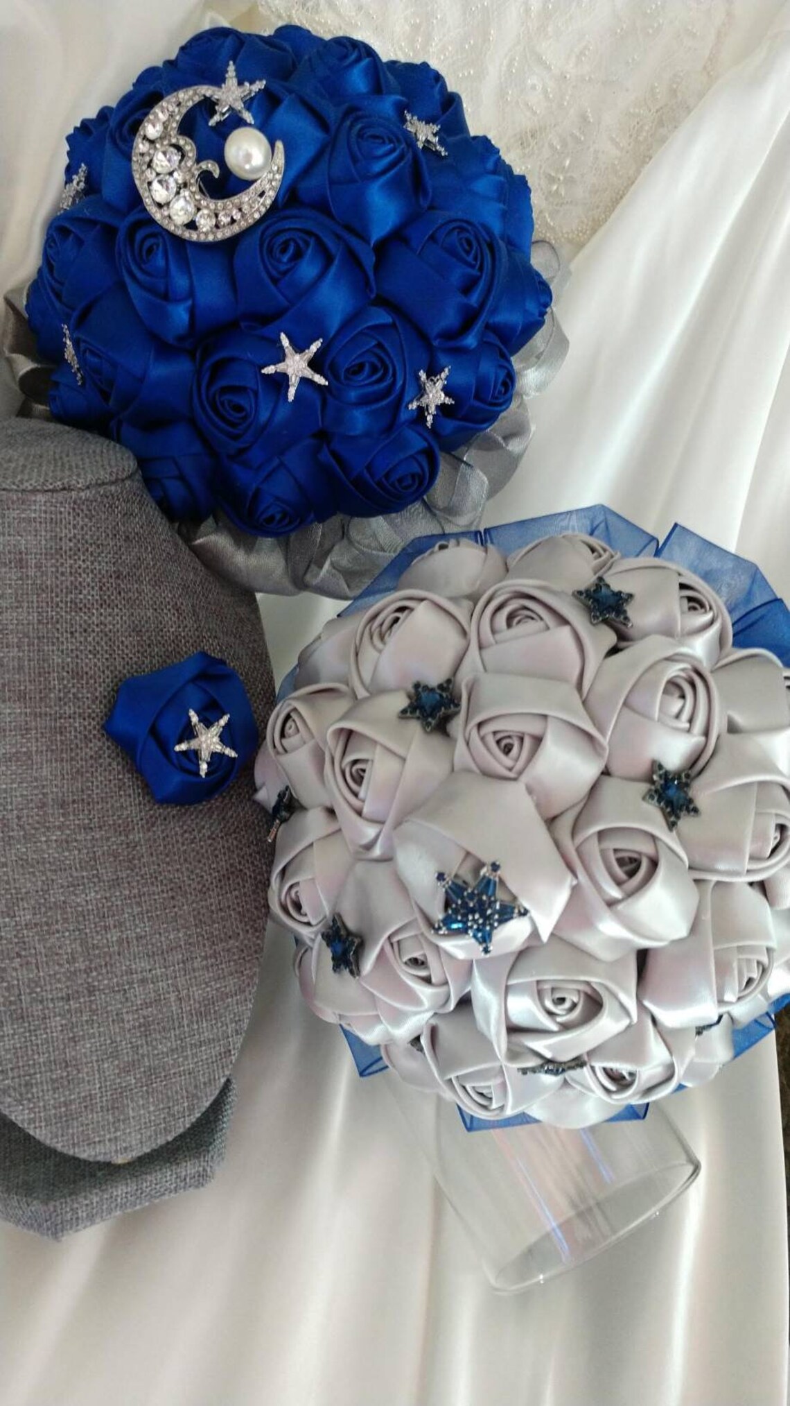Silver and Blue Celestial Themed Bouquet Etsy
