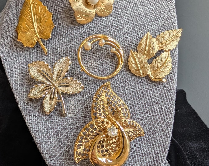 Vintage Brooches, Lapel Pins: Gold Colored, Each Brooch Sold Seperately