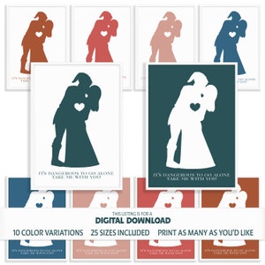 Print Ready Digital Wall Art Zelda ~ It&#39;s Dangerous to go Alone Take Me With You Bundle 10 Variations Gamer Nerd Art I Link & Zelda I Couple