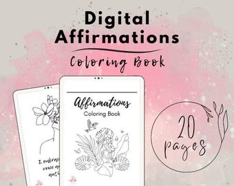 PRINTABLE 20 Stress-Relieving Adult Coloring Pages - Affirmation Coloring Book - Inspirational Affirmations - Instant PDF Digital Download