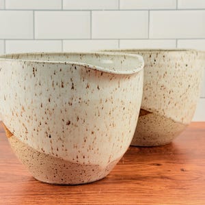 Handcrafted Bowl Pour White Pottery mixing bowl baker gift functional ceramics batter bowl dish Heirloom dishes