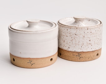 HOMESPUN Collection: Garlic keeper, garlic jar, handmade garlic keeper . Container/Storage stoneware Modern Farm Pottery