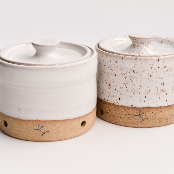 HOMESPUN Collection: Garlic keeper, garlic jar, handmade garlic keeper . Container/Storage stoneware Modern Farm Pottery