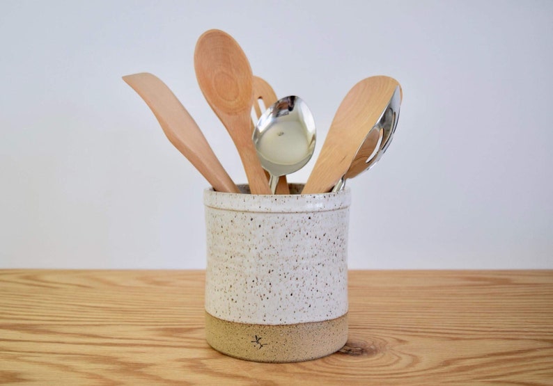 Basic Ceramic Crock. Handmade Oneofakind.utensil Crock Etsy