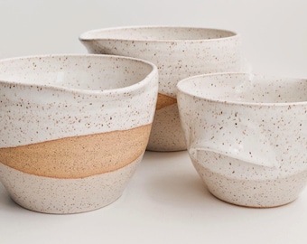 Handcrafted Bowl Pour White Pottery mixing bowl baker gift functional ceramics batter bowl dish