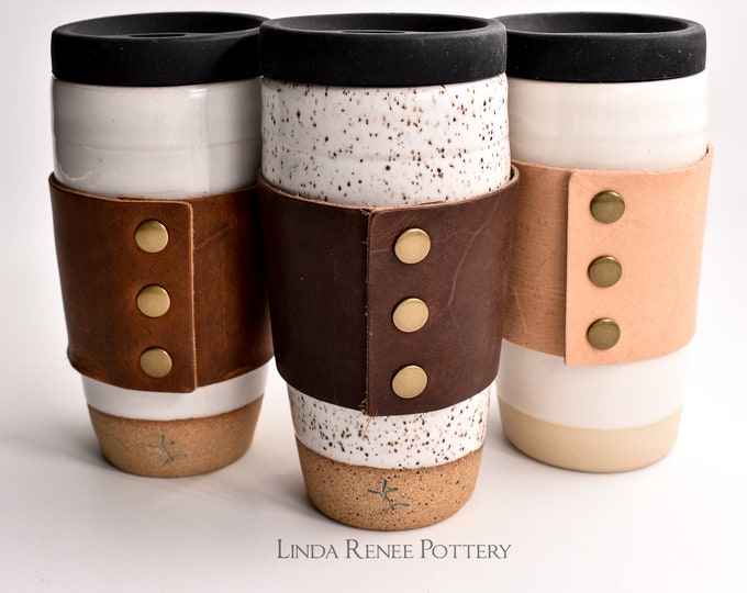 Handmade Travel Mug, Ceramic Travel Mug, Travel Mug, Flat Bottom, Gift