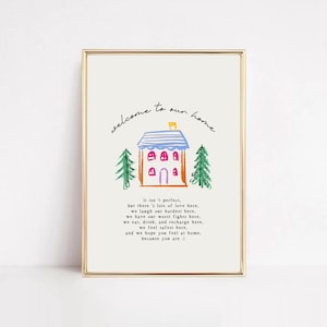 Bienvenido a nuestra casa. Lámina decorativa para la entrada: arte mural para la entrada (Descarga digital).