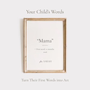 First Words Print Baby Keepsake, Custom Child Quote Printable, Baby Milestone Wall Art, Nursery Memory Print, Personalized Baby Quote Gift