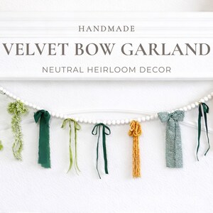 St Patricks Day Garland • Green Velvet Bow Garland • Shamrock Garland Decor • Lucky Clover Mantel Decor • Handmade Wall Hanging