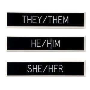 Pronouns Pin, They them pin, He him pin, She Her pin, Ze zir pin, Magnet Professional Pronoun Name Tag image 1