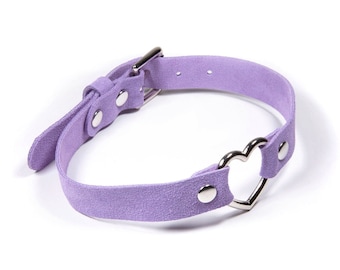 Lavender Heart Collar, Lavender DDLG BDSM Collar, Lavender Heart Choker, Lavender Submissive Collar, Lavender Day Collar