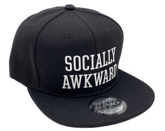 Socially Awkward Hat, Snapback Hat, Black Dad Hat, Funny Hat