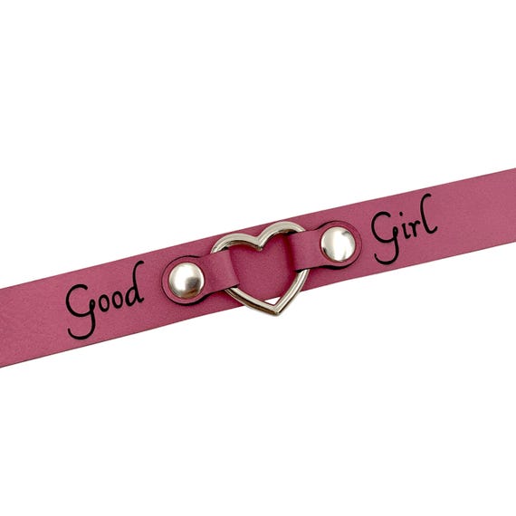 Good Girl Heart Collar, Vegan Leather Choker, Custom Collar - Etsy